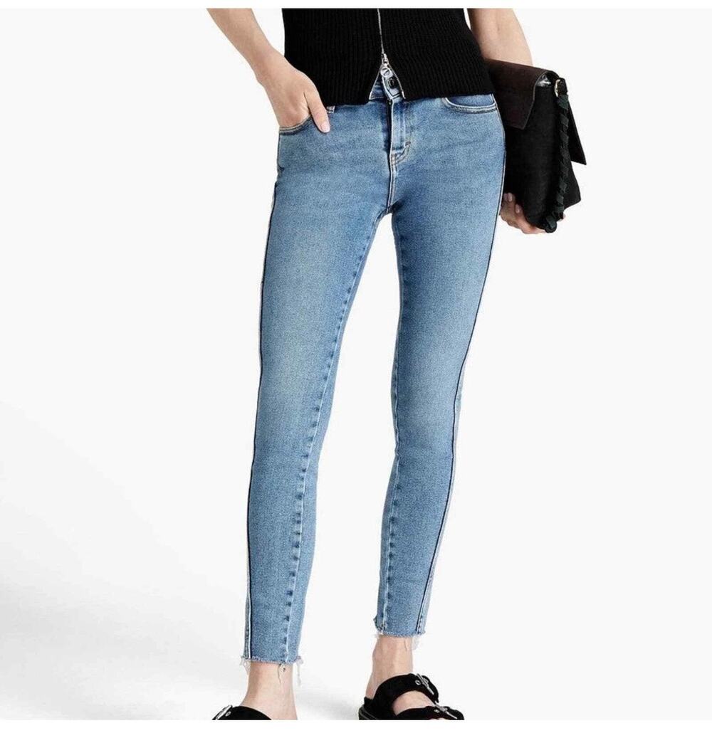 IRO Skinny Mid Rise Light Blue Raw Hem Casual Stretch Denim Jeans Size 26